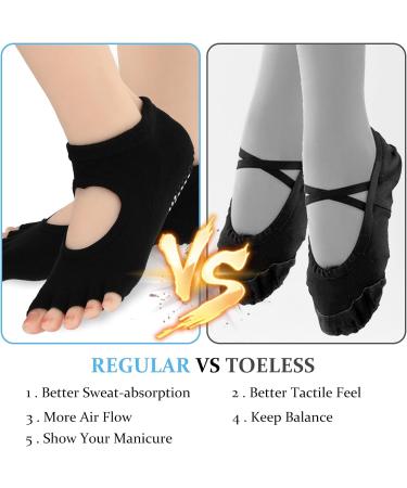 Buy GREVOSEA Yoga Socks - Slipproof Toe Pilates & Gymnastics Socks for Women | 2 Pairs Black & Gray - Buy Online on GoSupps.com