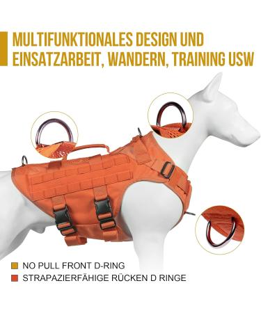 Oneigris No-Pull Dog Harness - Adjustable Aire Mesh Comfort Vest for Large/Medium Dogs | Ultra Breathable & Safe with 2 Handles - Size M (Neck: 40-58cm Breast: 60-81cm) - Orange - Buy Online on GoSupps.com