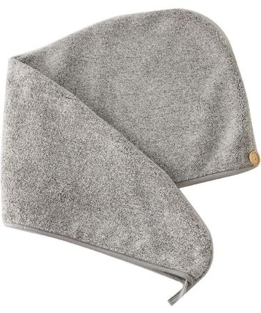 Bamboo Microfiber Hair Towel Wrap Fast Drying Gray Striped Shower Turban with Button | Super Absorbent Anti-Frizz Bath Towel - Buy Online on GoSupps.com