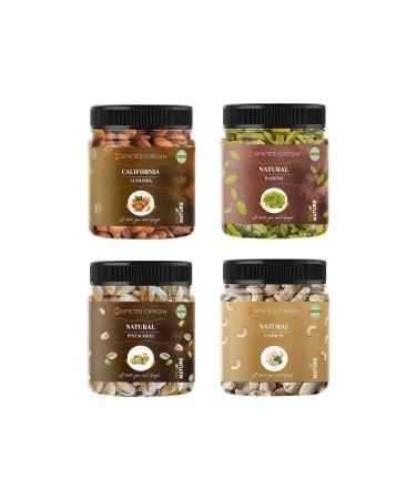 Spices Origin Premium Dry Fruits Combo Pack - (250g * 4) 1kg (Almonds Cashews Pistachios Raisins)_Packing May Vary