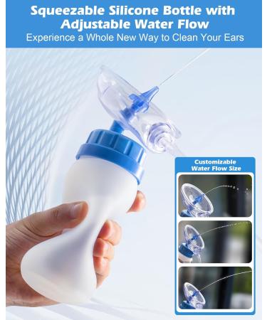 Ear Wax Removal Kit Squeezable Silicone Ear Cleaner with Earmuff for Waste Water Recycling Gentle & Effective Ear Irrigation Tool (Blue) - Buy Online on GoSupps.com