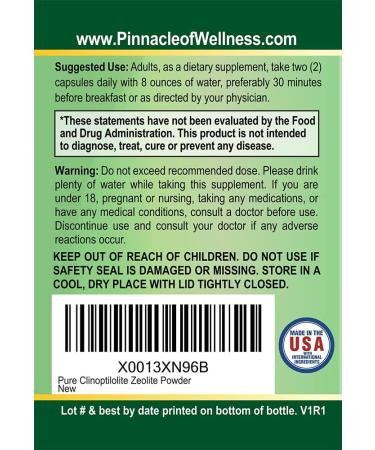 Pinnacle of Wellness Zeolite Detox Cleanse 90 Capsules - Pure Clinoptilolite Dietary Supplement - Buy Online on GoSupps.com