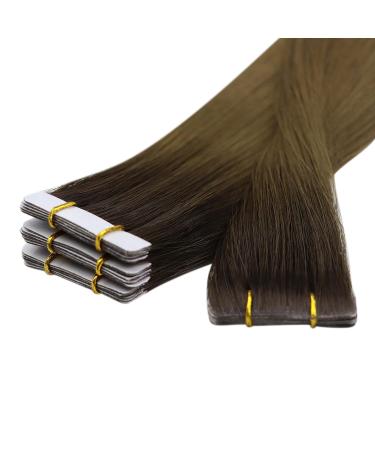 Youngsee 50cm Real Hair Tape Extensions - Darker Brown Ombre Light Brown Skin Weft 5pcs Virgin Hair #R3/8 - Buy Online on GoSupps.com