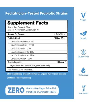 USDA Organic Baby Probiotic Drops for Infants | Colic Reflux Gas & Constipation Relief | Digestive & Immune Support for Newborns (0-24 Months - Buy Online on GoSupps.com