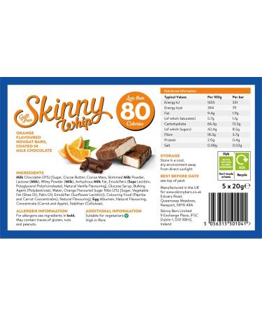 Skinny Whip Orange & Chocolate Snack Bars 10x5x20g - Buy Online on GoSupps.com