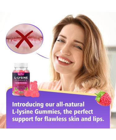 BVIVLOO L-Lysine 1000mg Gummies for Immune Support & Skin Health - High Potency Vegan Sugar-Free Gluten-Free Supplement with Natural Raspberry Flavor for Adults & Kids - 60 Gummies - Buy Online on GoSupps.com