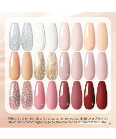 UR SUGAR Nude Gel Nail Polish Set - 12 Colours for French Manicure, All Seasons, Soak Off Varnish - Perfect Gifts for Women at Home, Wedding, Salon - Pink, White, Beige, Silver Glitter - Buy Online on GoSupps.com