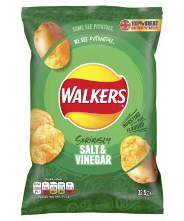 Walkers Crisps Grab Bags Salt and Vinegar 45g (64 Bags (2 Cases))