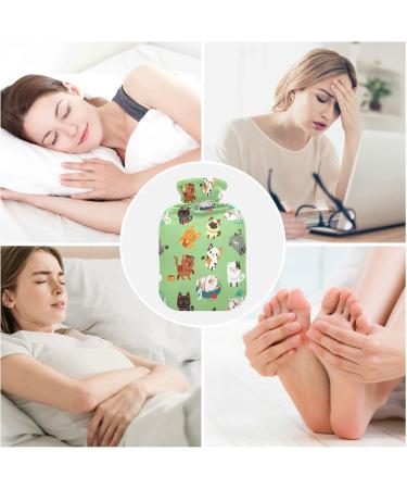 Hot Water Bottle 2L with Cat Pattern Cover | Pain Relief & Winter Hand Feet Warmer - Buy Online on GoSupps.com