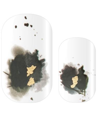 Avoa Beauty nail film -"Perfectly Imperfect" black gold minimal transparent nail art design 16 thin self -adhesive long -lasting nail wraps