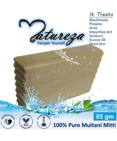 Natureza Organic Multani Mitti soap Bentonite Clay soap Fuller's Earth Soap for Blackheads Oily Skin 90g - Buy Online on GoSupps.com
