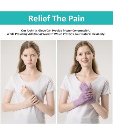 2 Pairs Arthritis Gloves Fingerless Compression Gloves for Relieve Rheumatoid Arthritis Osteoarthritis Carpal Tunnel Joint Pain for Women and Men to Daily Work (Purple Medium) Purple Medium - Buy Online on GoSupps.com