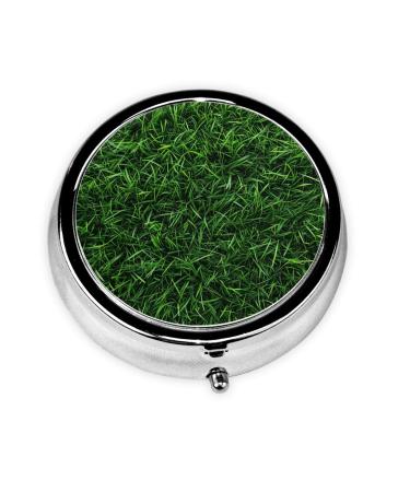 Green Lawn Portable Metal Pill Box Round Mini 3-Compartment Plastic Insert hinged Fastening Design Suitable for Small Pills Must-Have for Travel