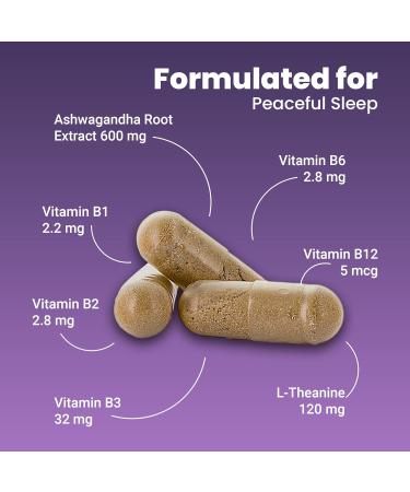 ELEVITA WELLNESS Sleep Supplement Capsules with Ashwagandha L-Theanine & B Vitamins | Supports Natural Sleep | 60 Capsules - Buy Online on GoSupps.com