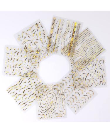 30-Piece Gold 3D Self-Adhesive Nail Stickers - Flower, Line, Lace, and Leaf Design | DIY Nail Art Decals for Acrylic Nails | Women's & Girls' Nail Supplies - Buy Online on GoSupps.com