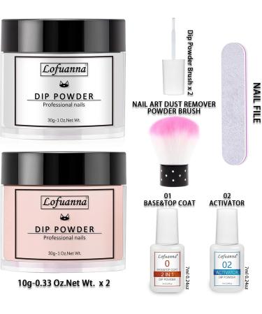 Lofuanna Dip Powder Nail Kit - Clear & Pink 30g Starter Set | Base & Top Coat, Activator | No UV/LED Needed | Easy Apply Nail Art Manicure Set for Beginners - Buy Online on GoSupps.com