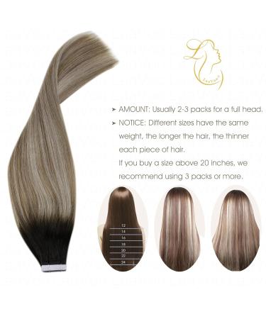 Laavoo 14 Seamless Tape-In Hair Extensions - Cancer Black to Platinum Blonde Remy Skin Wefts 50g | Shop Now - Buy Online on GoSupps.com