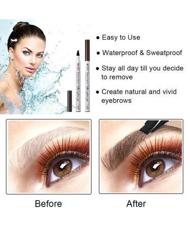 Waterproof Eyebrow Pencil - Professional Microblading Gel with 4 Fork Tips | Long-Lasting Dark Gray (3#) for Perfect Brows | International Shipping Available - Buy Online on GoSupps.com