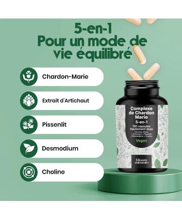 Detox Foie 5-en-1 150 Capsules Chardon-Marie Artichaut Pissenlit Desmodium Choline Vegan Fabriqu en Allemagne Sans ar me 150 Capsules - Buy Online on GoSupps.com