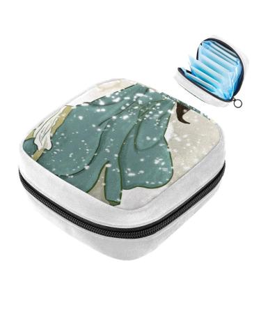 GIAPB Sanitary Napkin Storage Bag Period Bag Tampon Bag Makeup Bag Pad Pouch Vintage Winter Landscape Color5109
