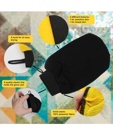 Exfoliating Gloves for Sensitive and Mixed Skin - Kessa Gloves for Hammam Shower or Bath - Removes Dead Skin, Ingrown Hair, Cellulite - Loofah Mitt - Pack of 2 - Buy Online on GoSupps.com