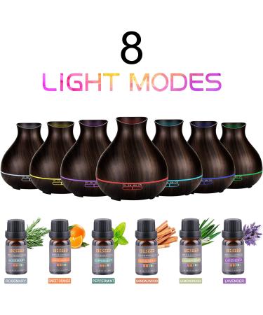 BZseed 550ml Essential Oil Diffuser Set - Aromatherapy & Cool Mist Humidifier with 4 Timer, 7 Color Lights, Wood Grain Design - Waterless Auto-Off for Home - Upgraded Black - Buy Online on GoSupps.com