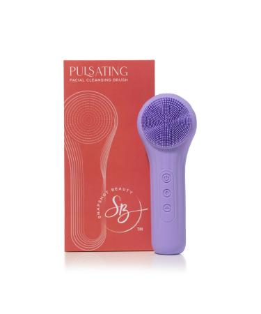 Pulsating Facial Cleansing Brush. Silicone Face Brush | Removes Dirt Oil & Makeup | Combines Gentle Exfoliation & Deep Cleansing for Radiant Glow | Waterproof & Rechargeable (Purple)