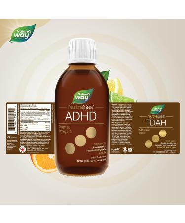 NutraSea ADHD Targeted Omega-3 940 mg of EPA + DHA 80 mg of GLA 500 IU Vitamin D3 200 ml Liquid - Buy Online on GoSupps.com