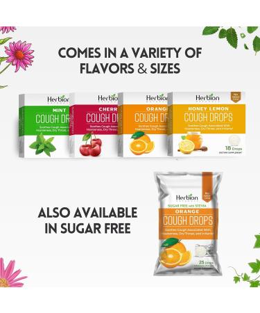 HERBION Naturals Cough Drops with Natural Cherry Flavor Dietary Supplement Soothes Cough for Adults and Children Over 6 Years 25 Drops No Artificial Flavor 125 Lozenges Pack of 5 - Buy Online on GoSupps.com