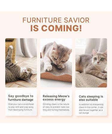 RUMUUKE Cat Scratcher Pad Cardboard Lounge Bed 3-Pack with Catnip - Durable Reversible Corrugated Scratching Pad - Buy Online on GoSupps.com