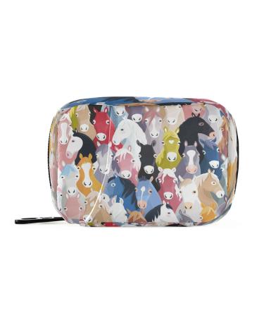 Pill Pouch Bags for Medicine Small Cartoon Horses Medicine Purse Bag Daily Pill Organizer 8 Compartments