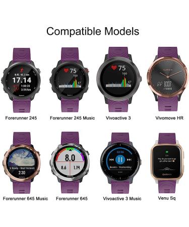 ISABAKE Soft Silicone Watch Band for Garmin Forerunner 245/645/Vivoactive 3 - Purple 20mm Replacement Wristbands - Buy Online on GoSupps.com
