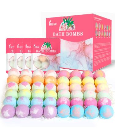iHave Bath Bombs for Women  48 Small Bath Bomb Bubble Bath Set Spa Gifts for Women  Natural Handmade BathBombs Rich in Essential Oils  Romantic Gifts for Her  Multicolor