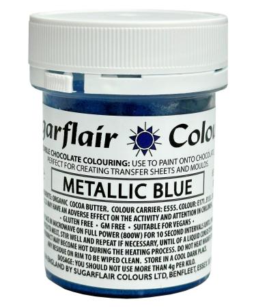 Sugarflair Metallic Blue Chocolate Paint - Coloured Cocoa Butter for Painting Directly Onto Chocolate Transfer Sheets or Moulds - 35g