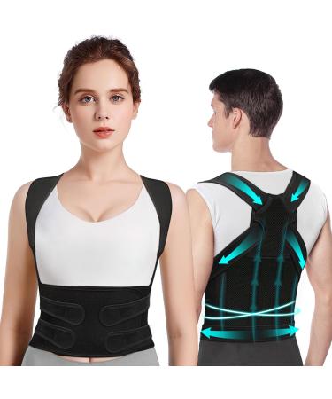 Back straight keeping correction women back support belts: baking posture corrector posture correction belt for men - adjustable and breathable straight posture trainers dark black (m)
