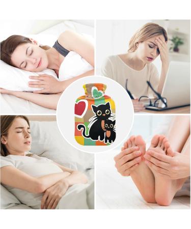 Hot Water Bottle 2L with Cat Hearts Cover - Winter Hand & Feet Warmer for Pain Relief | International Shipping Available - Buy Online on GoSupps.com