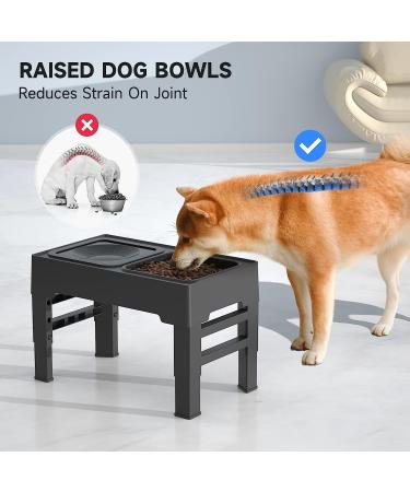 ELS PET Raised 2-in-1 Elevated Dog Bowl with Slow Feeder & Non-Spill Water Bowl | Adjustable Stand for Small, Medium & Large Dogs/Cats - Buy Online on GoSupps.com
