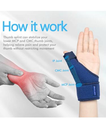 Thumb Brace Shellvcase Reversible Thumb & Wrist Stabilizer Splint for Pain Relief - Blue (Right/Left Hand) | For Arthritis, Tendonitis, Carpal Tunnel - Men & Women - Buy Online on GoSupps.com