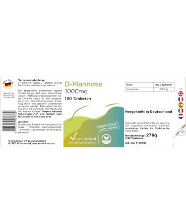D-Mannose 1000mg - 180 Tablets - vegan - high dosage | Vitamintrend  - Buy Online on GoSupps.com