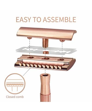 Bambaw Rose Gold Double Edge Safety Razor for Women | Eco-Friendly Metal Razor | Fits All Double Edge Blades | 1 Count, Pack of 1 - Buy Online on GoSupps.com