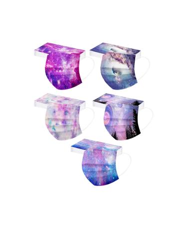 Goddess Accent 50PCS Face Cover for Women Men Disposable Face_Mask Cute Cartoon Floral Tie Dye Printed Protection for Adults