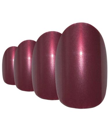False Nails Bling Art Red Brown Pearly Oval 24 Artificial Nails Medium Tips