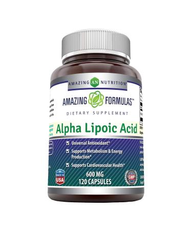Amazing Formulas Alpha Lipoic Acid 600 mg 120 Capsules (Non-GMO,Gluten-Free) - Ideal Formulas Supplement for Healthy Weight Management, Athletic Performance & More 600 mg 120 Count (Pack of 1)