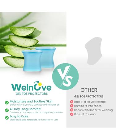 Buy Welnove Upgraded Gel Toe Separators - Aloe Vera Infused Silicone Spacers for Overlapping Toes & Bunion Relief - 8-Pack (Men/Women Small Blue) - International Shipping Available - Buy Online on GoSupps.com
