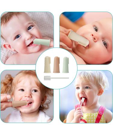 UHFi Baby Toothbrush Finger Toothbrush & Tongue Cleaner Kit - Silicone Brush for Babies 0-12 Months (Clay/Ivory) - Buy Online on GoSupps.com
