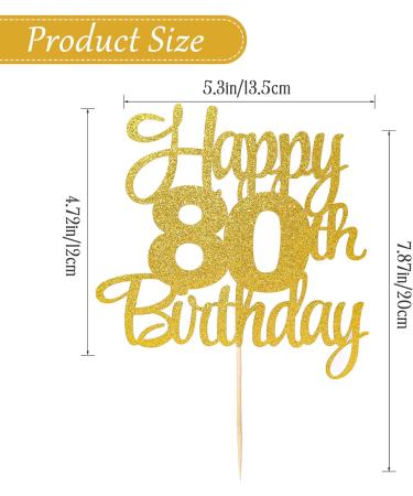 Happy 80th Birthday Cake Topper 80th Birthday Decorations 80th Birthday Cake Topper Gold Happy Birthday Cake Toppers 80 Year Old Birthday Decorations Party Cake Decorations - Buy Online on GoSupps.com