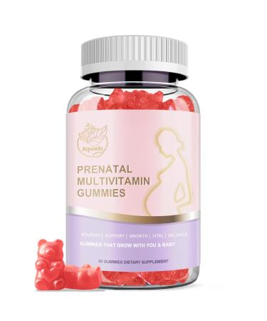 AQUONIX Prenatal Multivitamin Gummies for Women Folic Acid, DHA & More Support for Pregnancy Wellness & Baby s Development Natural Berry Flavor, 60 Gummies