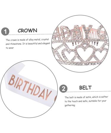 Crown Strap Set Party Tiara Girls Tiara Girl Queen Sash With Sash Girls Prom Headband Birthday Party Supplies Belts for Women Hair Ties for Women Miss Crystal Happy Birthday Cloth - Buy Online on GoSupps.com
