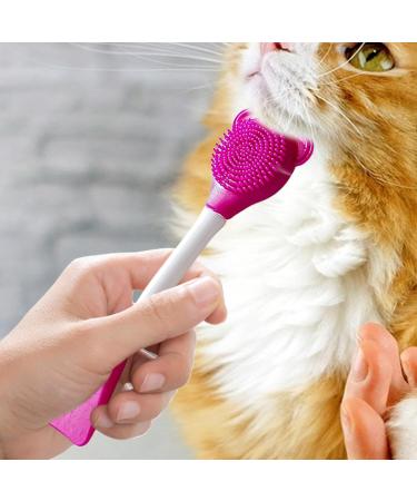 Cat Chin Cleaning Brush | Manual Scrubber Brush for Cats | Lightweight Design Soft Chin Brush for Face Jaw Chin Gums and Tongue Cleaning Red - Buy Online on GoSupps.com