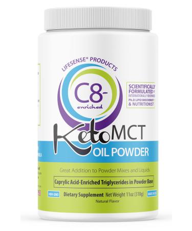 LifeSense C8 enriched MCT Oil Powder Unflavored Sourced from Coconut Oil Keto-Friendly Developed by PhD Nutrition in USA Optimal Fuel for The Brain and Body